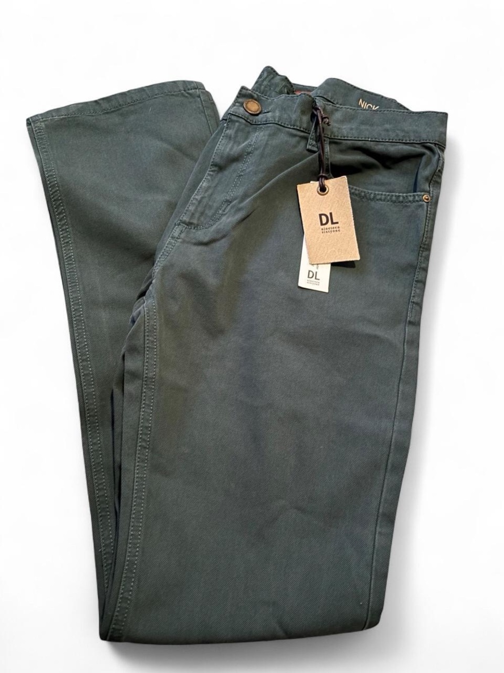 Men’s Slim Straight Jeans in Dark Forest Green